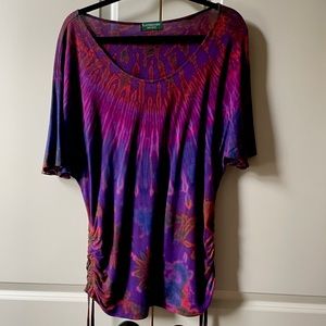 Tie dye top blouse with adjustable side strings